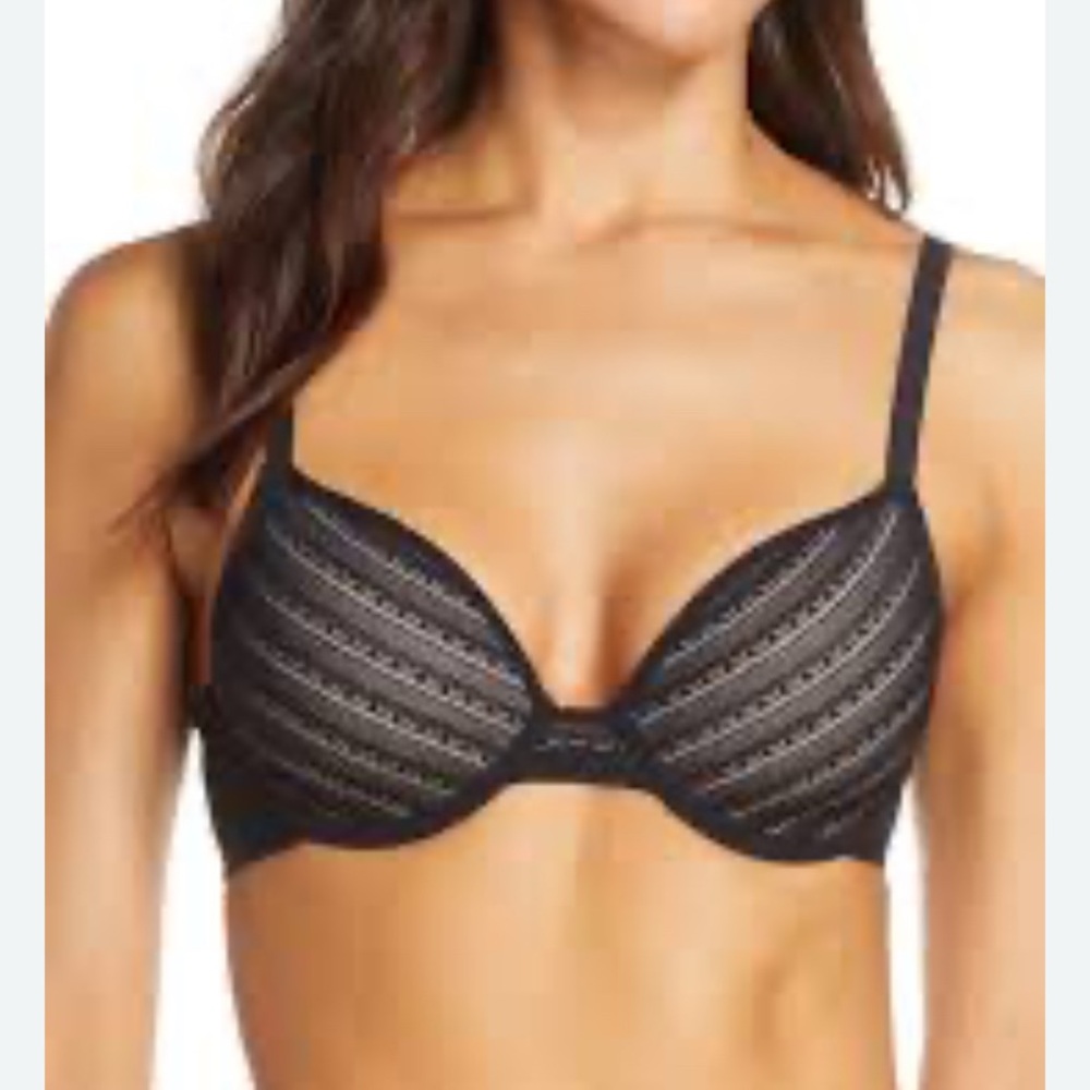 Natori 731225 Nouveau Full Fit Spacer Underwire Bra Lined Lace Womens 32G Black